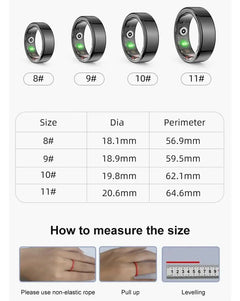 Smart Ring Fitness Heart Rate Tracker Titanium Steel Shell IP68&3ATM Waterproof Multi-Sport Modes Sleep Monitoring Rings